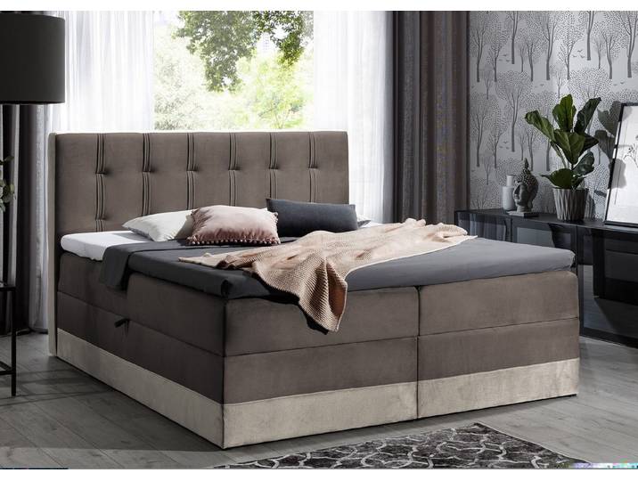 JVmoebel Boxspringbett Doppel-Boxspringbett mit Bettkasten in trendigem Grünton (1-St)