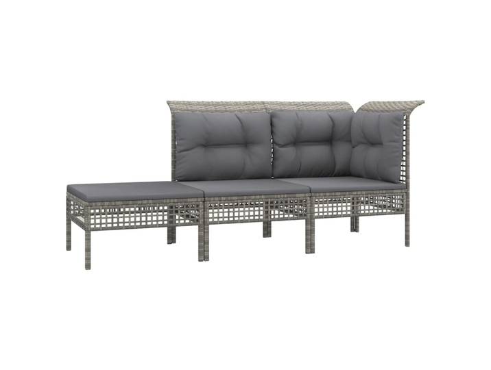 vidaXL 3-tlg. Garten-Lounge-Set mit Kissen Grau Poly Rattan