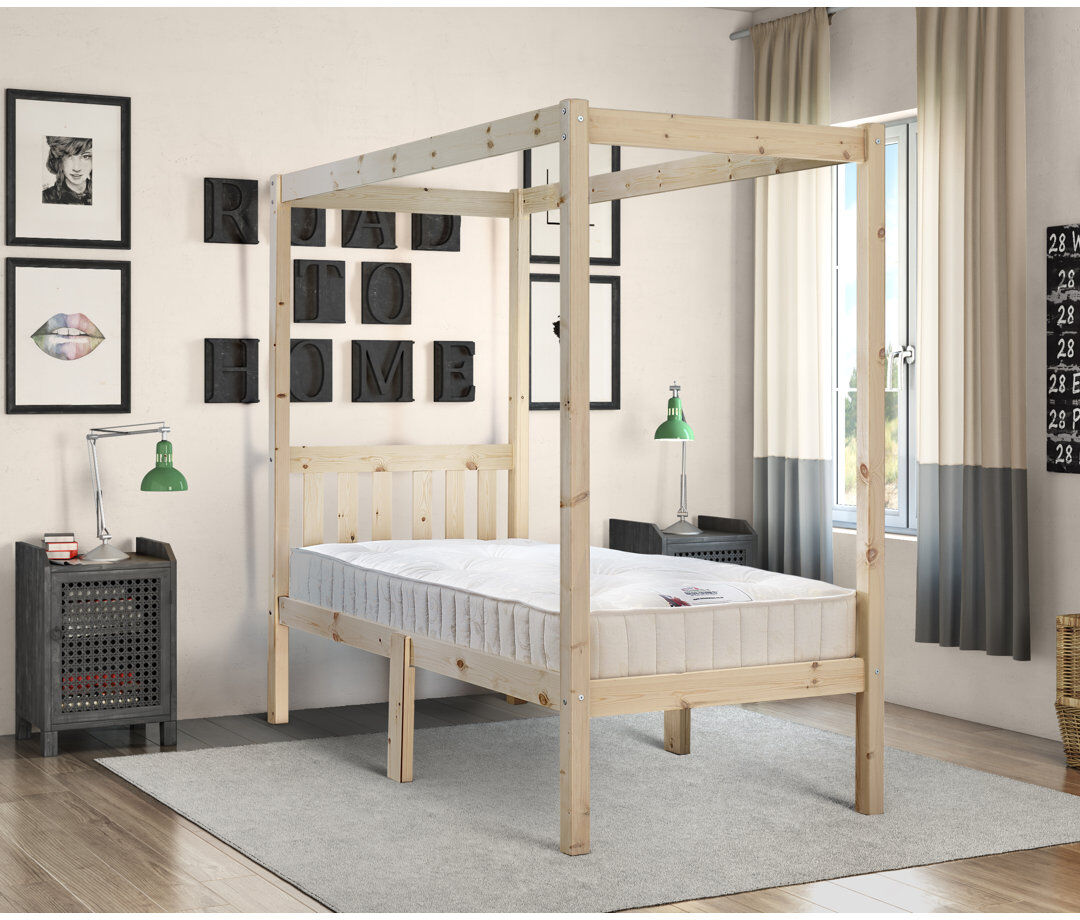 Natur Pur Enfield Four Poster Heavy Duty Solid Pine Bed Natural Pine Single (3')