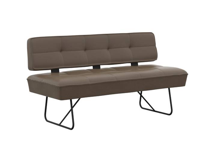 Moderano Sitzbank, Grau, Leder, Metall, Echtleder, Semi-Anilinleder, 3-Sitzer, 195x89x68 cm, in verschiedenen Größen erhältlich, Lederauswahl, Esszimmer, Bänke, Sitzbänke