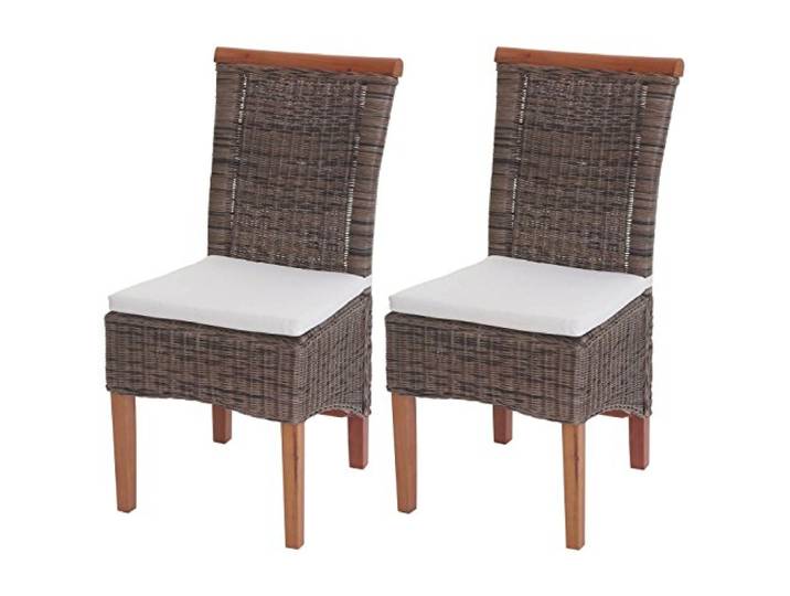 Mendler 2er-Set Esszimmerstuhl Savona, Rattan - mit Sitzkissen Stuhl, Küchenstuhl