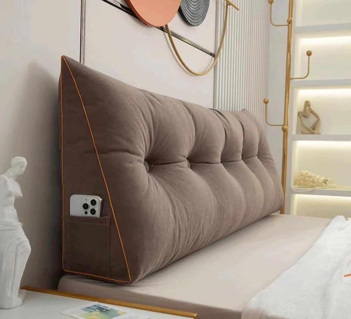 Leeskussen Bedbank - Wigkussen Hoofdeinde - Driehoekig Ontwerp - B/D/H: 100 x 50 x 20 cm