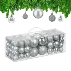 Relaxdays Weihnachtskugeln 76er Set Silber