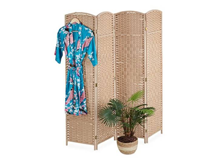Relaxdays Paravent, 4-teilig, Raumtrenner faltbar, HxB 170x160 cm, Natur