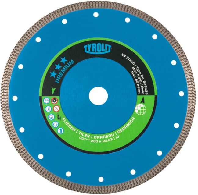 TYROLIT Disque de tronçonnage diamanté PREMIUM*** Carrelage, ⌀ disque : 115 mm (639559)