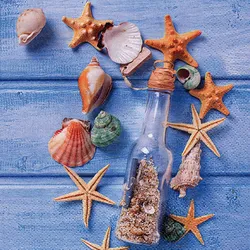 ti-flair 20 Servietten Papier 33x33cm 3-lagig hochwertige Einweg Papierservietten Maritim Motiv Muscheln Partyservietten Motivservietten Lunchservietten Blau