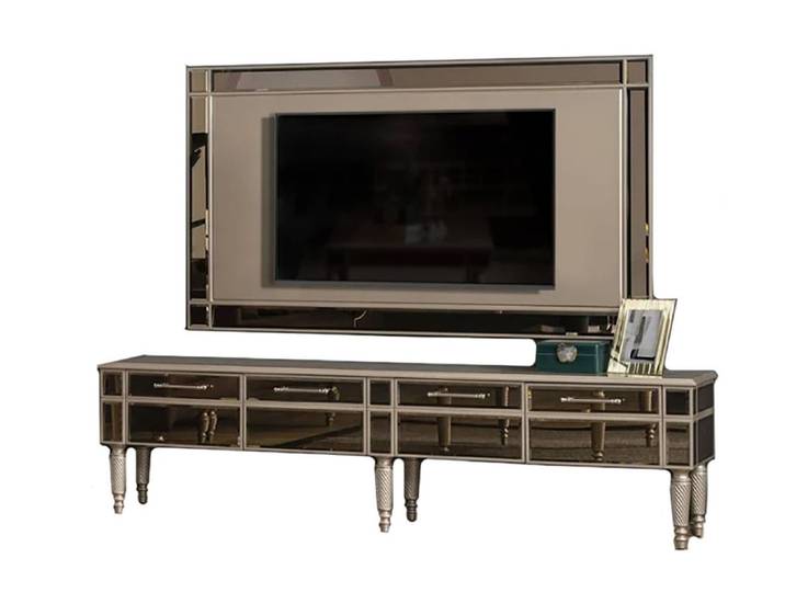 Xlmoebel Wohnwand Designer Sideboard mit luxuriösem TV-Rahmen in Gold, (2-St., Sideboard + TV Rahmen), Hergestellt in Europa