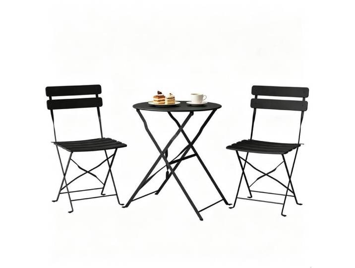 Ensemble table et chaises de bistrot extérieur pliant IVMEU 2 chaises table ronde métal noir