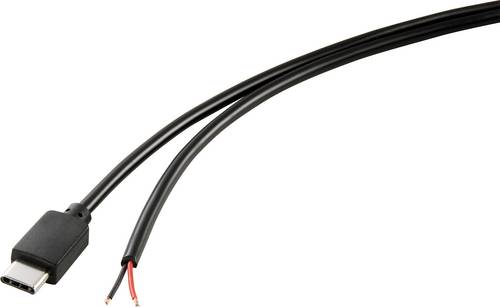 TRU COMPONENTS Strom-Kabel Raspberry Pi [1x USB-C Stecker - 1x offene Kabelenden] 1.00m Schwarz