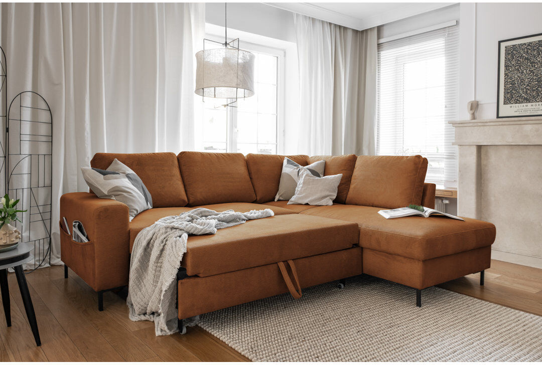 MiuForm Lofty Lilly 6 seater Corner Sofa Bed Brick 84cm H X 237cm W X 197cm D