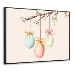 LEINWAND Bilder mit Rahmen - Osterkuchen - Schleife - Eier - 70x50