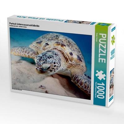 CALVENDO Puzzle Portrait Unterwasserschildkröte | 1000 Teile Lege-Größe 64x48cm Foto-Puzzle für glückliche Stunden