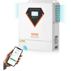 VEVOR Hybrid-Solarwechselrichter, 3500 W, All-in-One-Sinus-Wechselrichter mit Ladegerät, 24 V DC auf einphasig 220/230 V AC, mit integriertem 100-A-MPPT-Solarladeregler, für netzunabhängige Blei-Säure-Lithium-Batteriesysteme