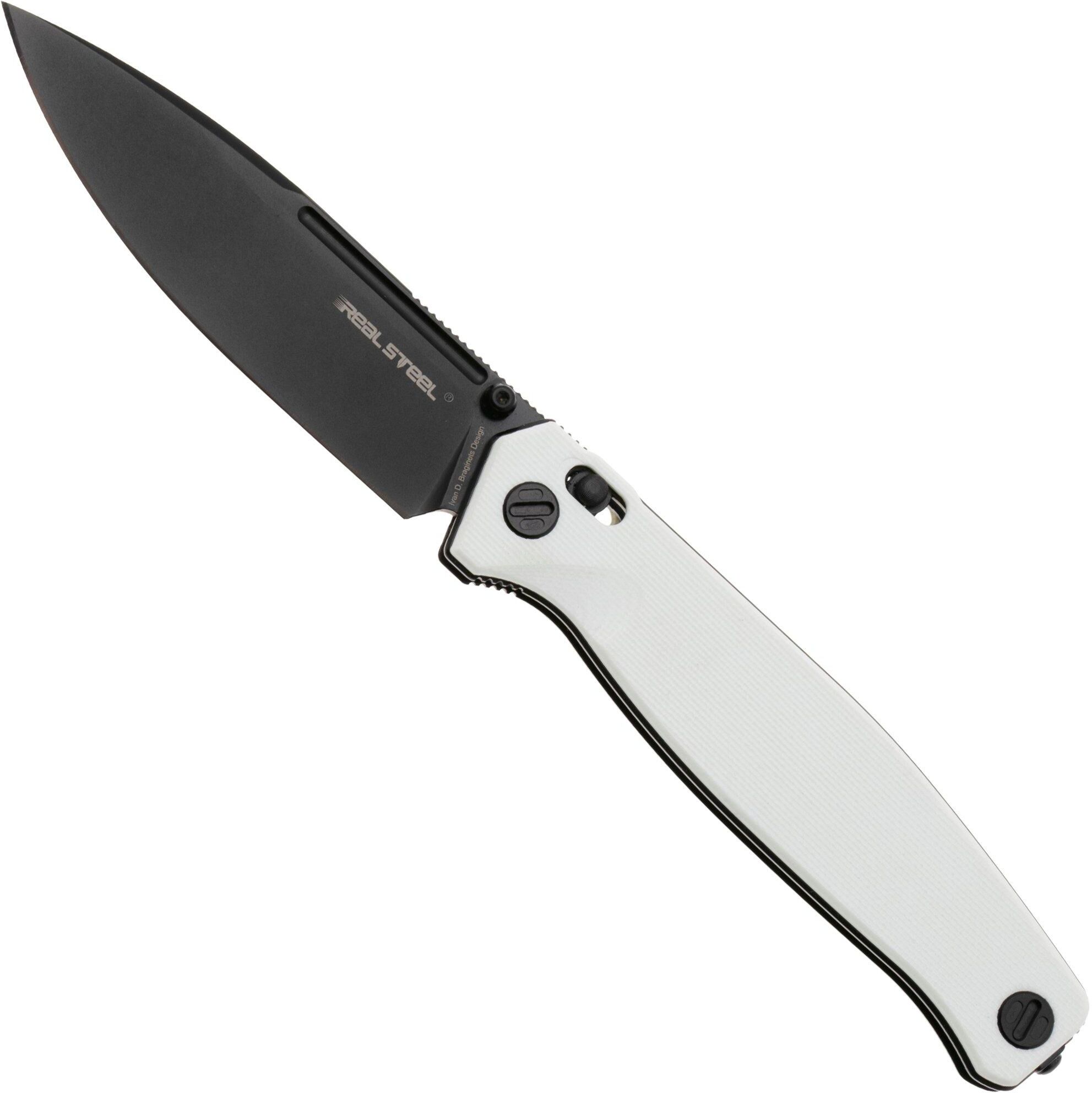 Real Steel Knives Real Steel Huginn 7652WB PVD VG10, White G10, coltello da tasca