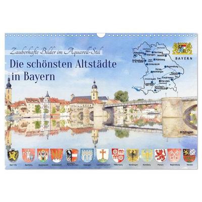 Die schönsten Altstädte in Bayern (Wandkalender 2027 DIN A3 quer), CALVENDO Monatskalender