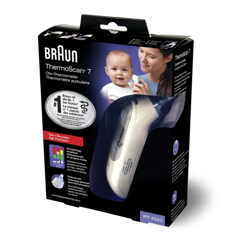 Braun Healthcare Ohrfieberthermometer BraunThermoScan 7, IRT 6520 Weiß IRT6520WE