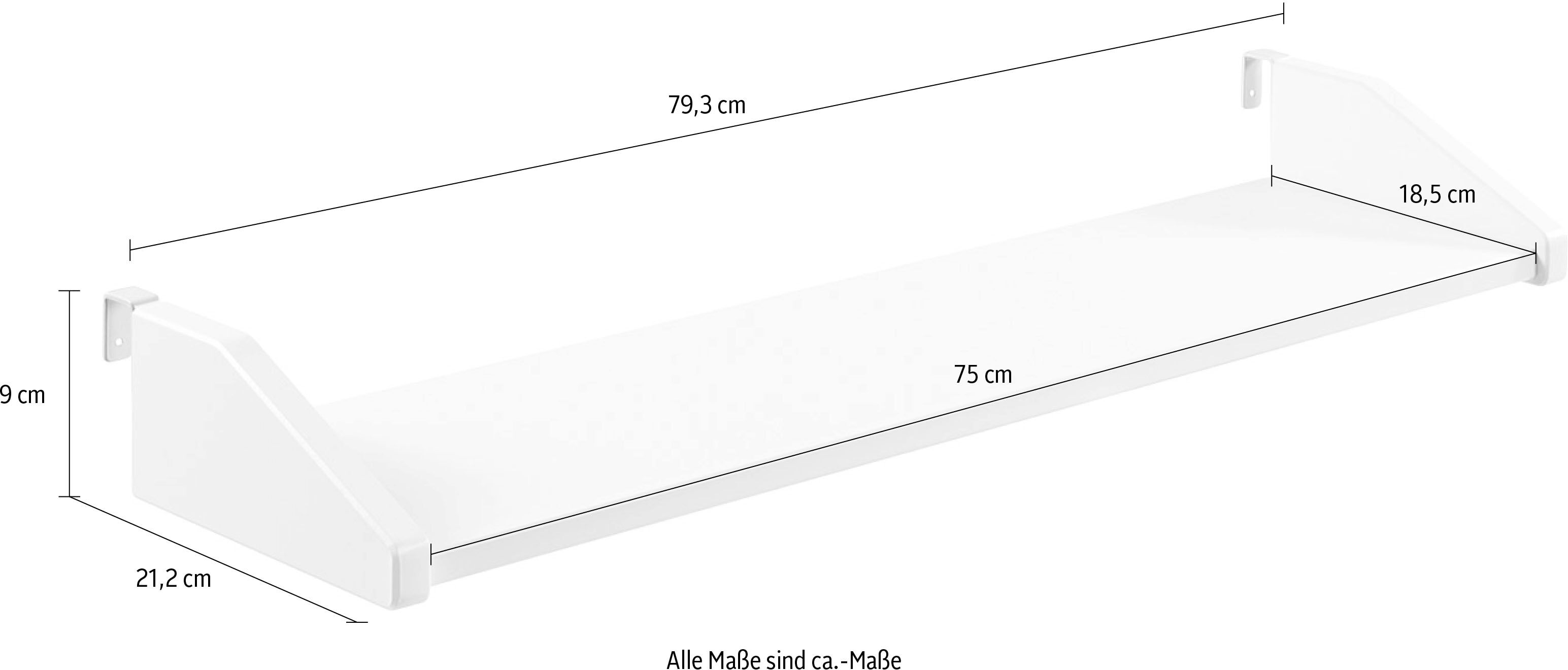 Kinderregal VIPACK "Pino, mit 2 Metallhaken, zum Anhängen am Bett", weiß, B:79,3cm H:9cm T:21,2cm, Massivholz, Regale, Kinderregal, eine praktische Ergänzung zum Bett, 3 Farben