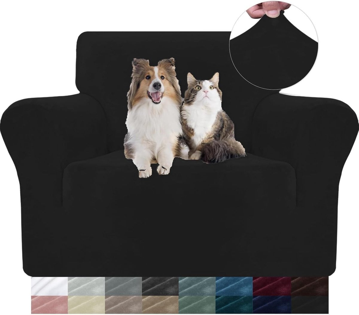SnelShoppen Velvet Sofa Cover 1 Zits - Universele Stretch Armchair Hoes met Armleuningen - Zachte en Krabbestendige Bescherming