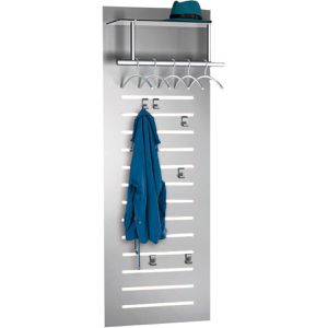 Kerkmann Wandgarderobe tec-art, 6066, Stahl, 60 x 170cm, mit 6 Haken & inkl. 5 Bügel, silber