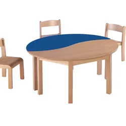 Swing-It WOODY halbrunder Wellentisch Schultisch mit Holzbeinen