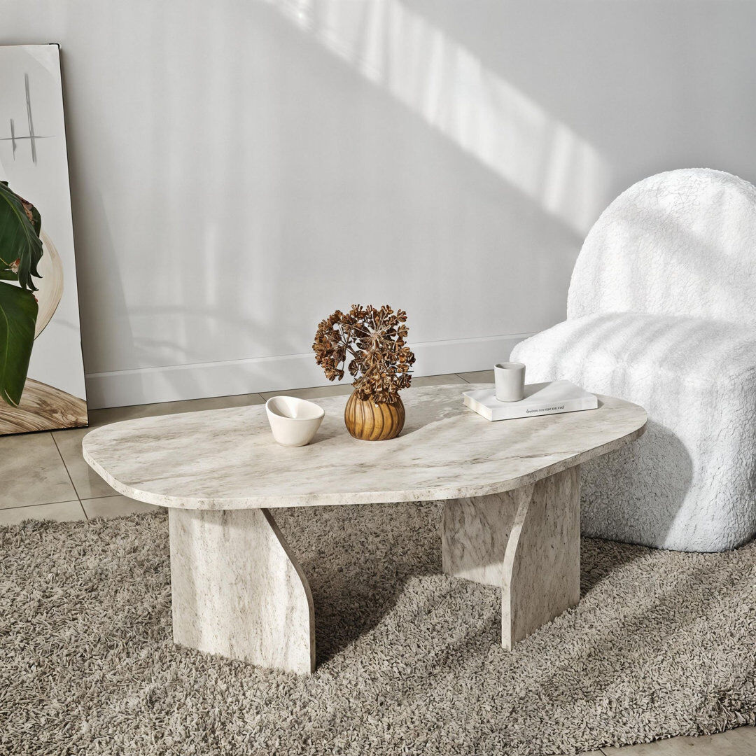 17 Stories Tatjana Coffee Table Travertine 35cm H X 100cm W X 60cm D