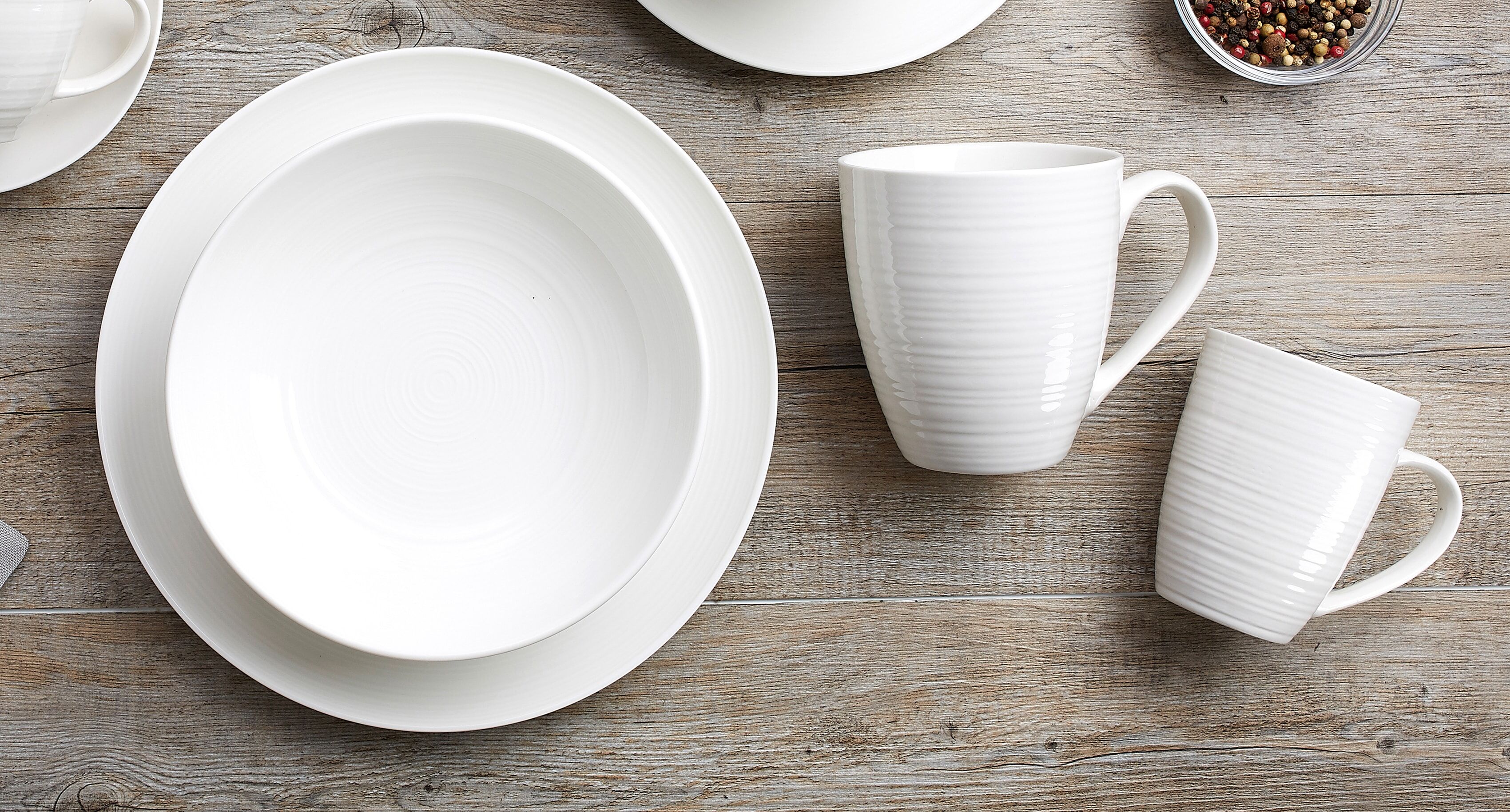 Kombiservice RITZENHOFF & BREKER "Geschirr-Set, Service Suomi", weiss (weiß), 12 Stk., Porzellan, Geschirr-Sets, Kombiservice, skandinavisches Design, 12 Teile, für 4 Personen weiß 12 Stk.