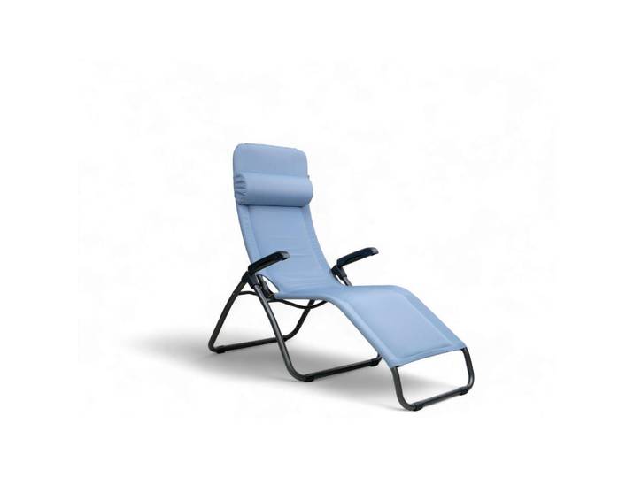Bäderliege, Anthrazit, Azurblau, Füllung: Polyester, 69x118x185 cm, lichtecht, klappbar, Gartenmöbel, Balkonmöbel, Balkonliegen