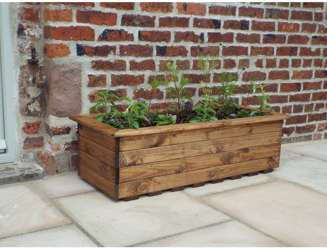 HORTICO Handcrafted Outdoor Planter Box Brown 33cm H x 109cm W x 109cm