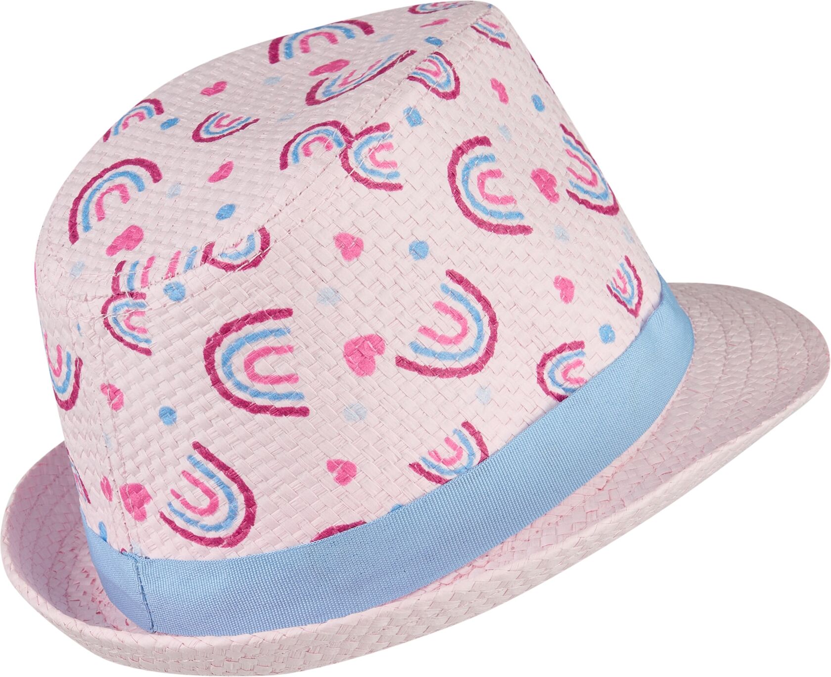 Schirmmütze STERNTALER "Strohhut Regenbogen", Mädchen, Gr. 47, rosa (puderrosa), Obermaterial: 100% Papier PAP. 100% Papier PAP. 100% Papier PAP. 100% Papier PAP., Mützen Schirmmütze