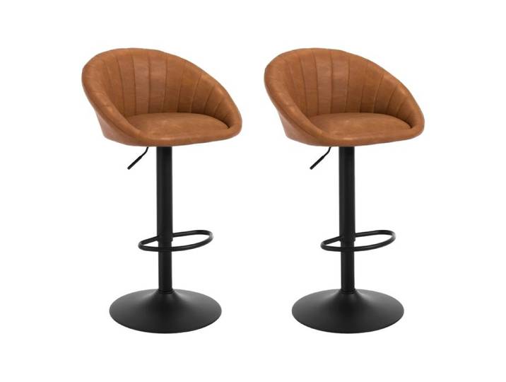 Tabouret Bar WOLTU - Lot de 2 - Tabouret Cuisine Pivotante - Similicuir Vintage - Hauteur réglable - Marron W0ATT0872-2