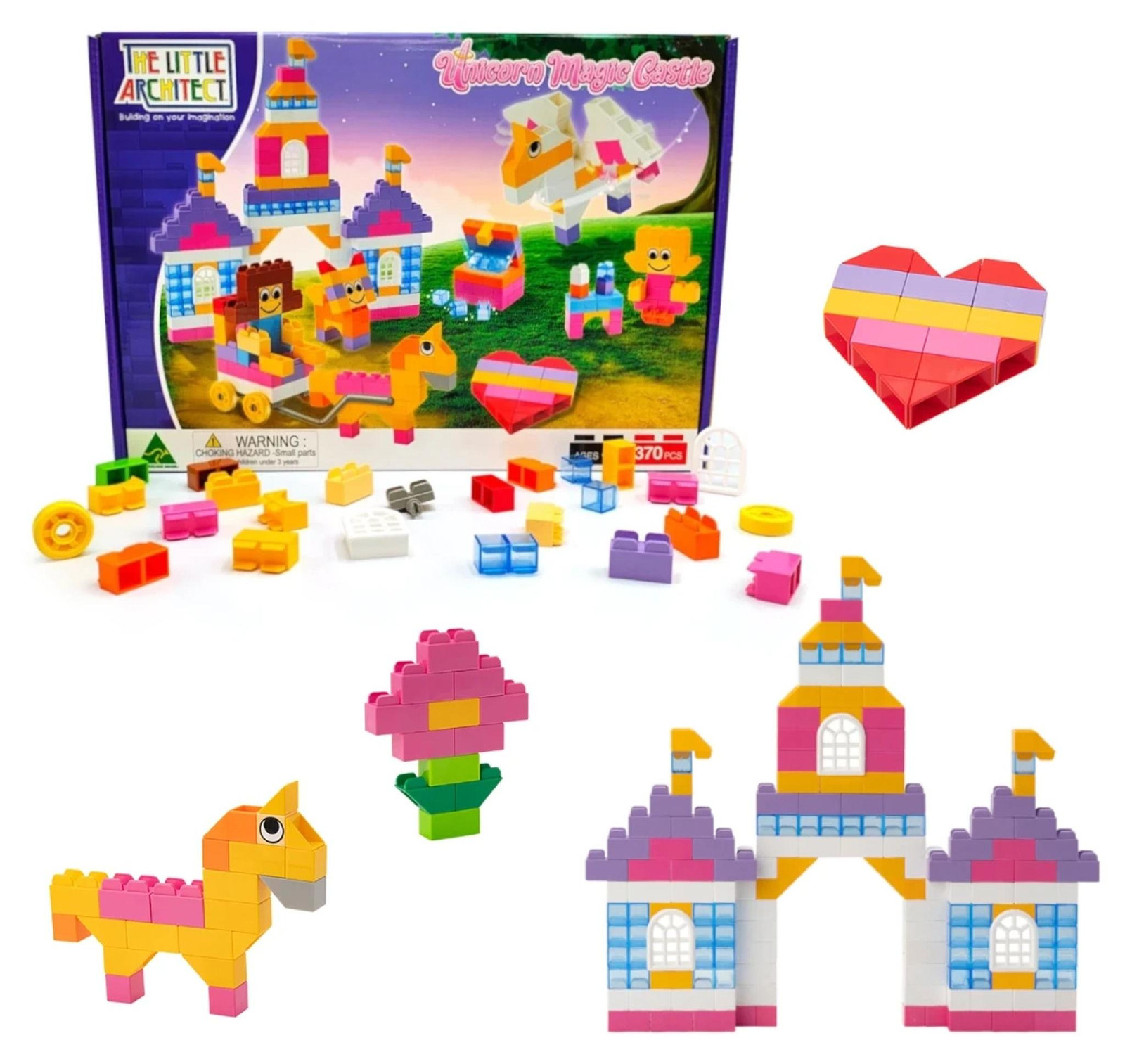 Little Architect Unicorn constructieblokken, 370 stuks