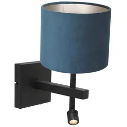 Wandleuchte Leseleuchte Bettleuchte Schlafzimmerlampe Textil blau schwarz matt