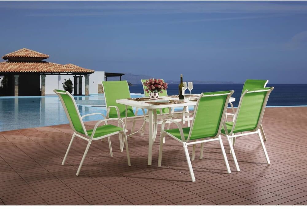 Habitat & Jardin Ensemble table et chaises de jardin en 150 x 90 x 72 cm Vert 150x72x90cm