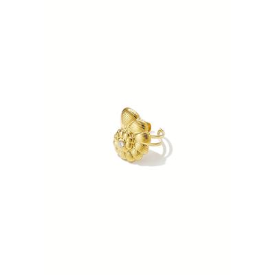 Fingerring ADELIA´S "Fingerring mit Blütenmotiv und Strassstein, verstellbar", gold (goldfarben), Fingerringe, Damen, verstellbar, Edelstahl, Fingerring, Modisch mit reliefartigem Blütenmotiv und Strassstein