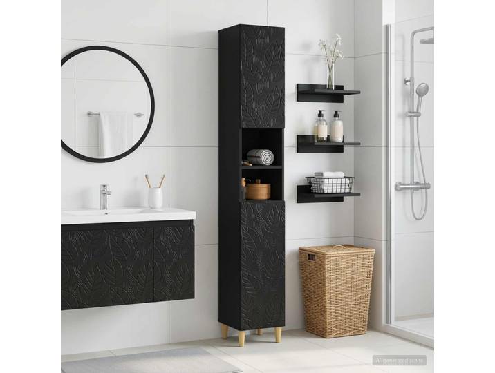 vidaXL Badezimmerschrank mit offenem Regal DELFT Schwarz