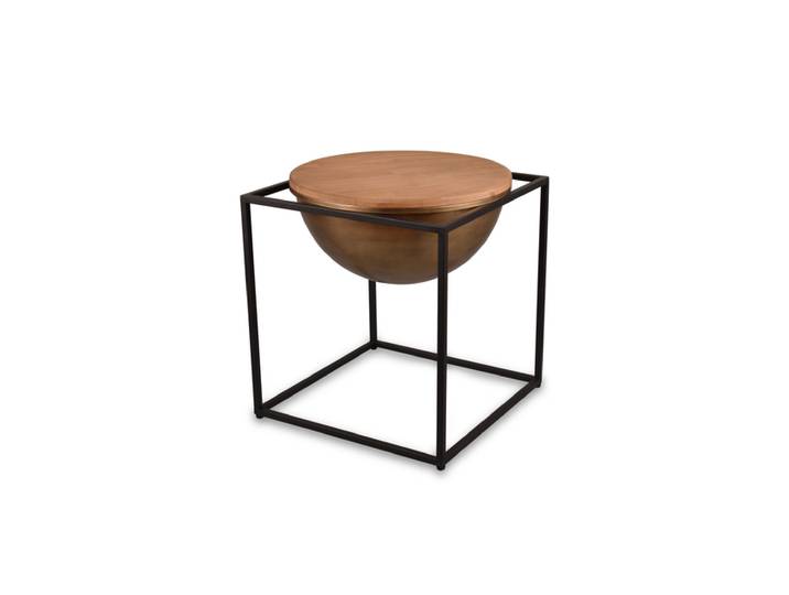 Beistelltisch Celli 53 x 55 cm x 53 cm Massivholz braun/schwarz