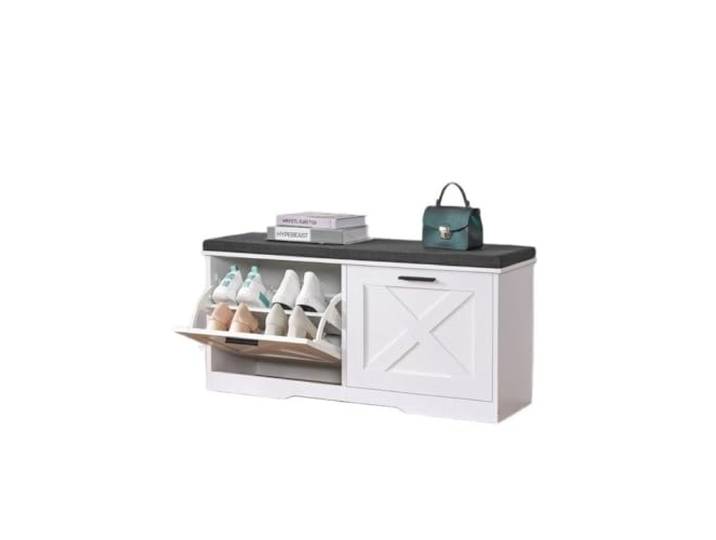 GAOWINLY Aufbewahrungsbank, An der Tür montierter Schuhhocker und -Schrank, platzsparender Organizer for den Eingangsbereich(White)