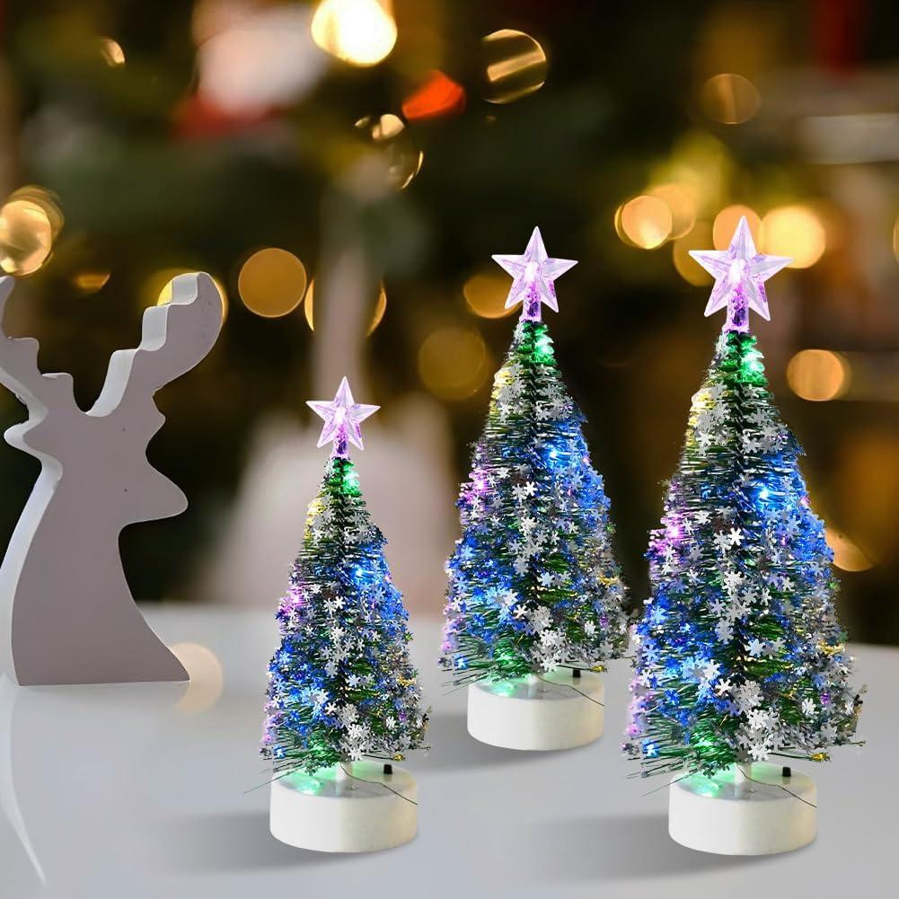 Set van 3 miniature kerstboompjes van kunststof voor tafeldecoratie