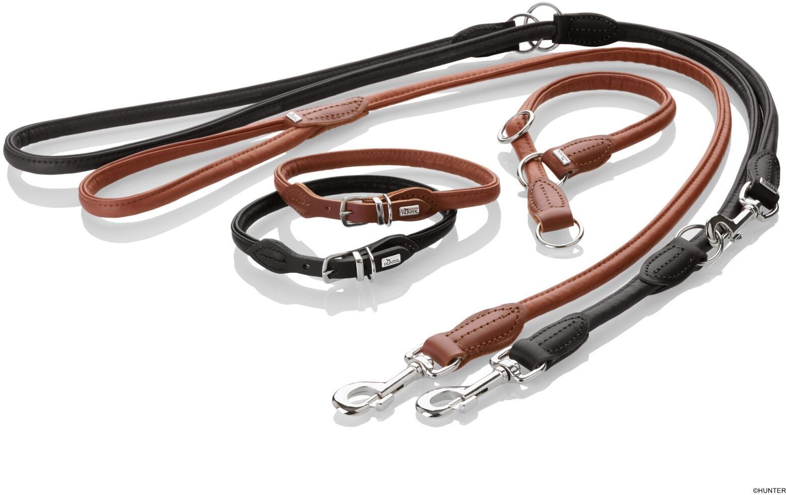 DOG SPORT HUNTER Dressurhalsung Round & Soft Canadian Up M, cognac