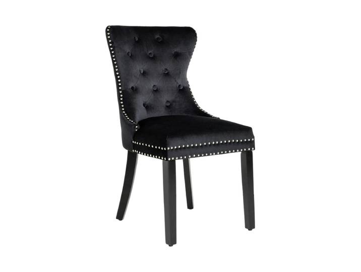 Eleganter Esszimmerstuhl „Castle“ mit Griff Samtbezug Schwarz Invicta Interiors