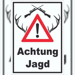 HB-Druck Achtung Jagd Gewehr Aufkleber A5 (148x210mm)