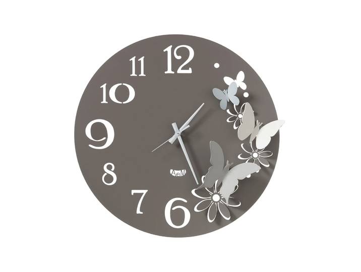 ARTI E MESTIERI horloge murale BUTTERFLY FLOWERS petite (Boue et aluminium - Métal verni)