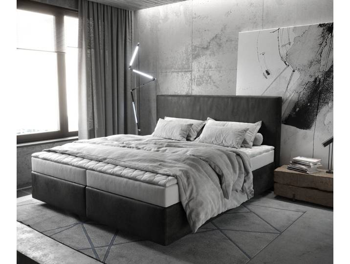 Boxspringbett Dream-Well 180x200 cm Mikrofaser Anthrazit Vintage mit Matratze und Topper, Boxspringbetten