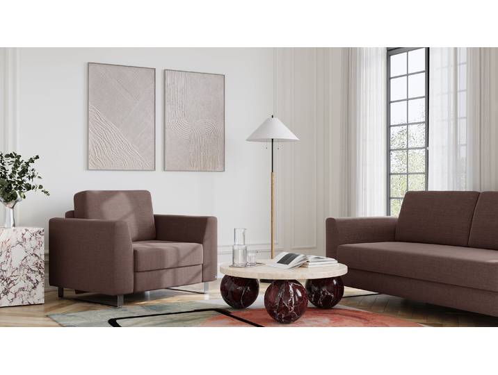 BRUNO Schlafsessel 70cm in Braun praktische Größe stabiles Massivholz & Boxspringkomfort