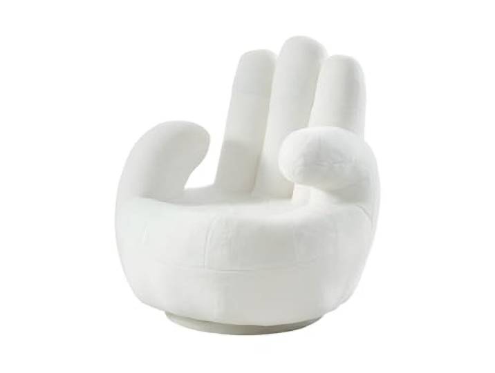 Vente-unique Fingersessel drehbar - Kunstpelz - Weiß - Catchy Drehfunktion für mehr Flexibilität Originelles Design Drehbar