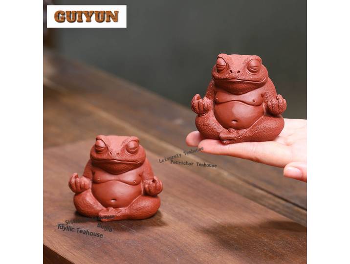 Figurine de crapaud méditant en argile violette de Yixing, objet de thé antique, jouet, statue, ornement et artisanat