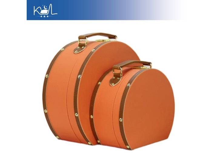 Boîte de rangement semi-circulaire en cuir, boîte à chapeaux portable, ornement de décoration intérieure, valise de rangement portable pour l'organisation domestique