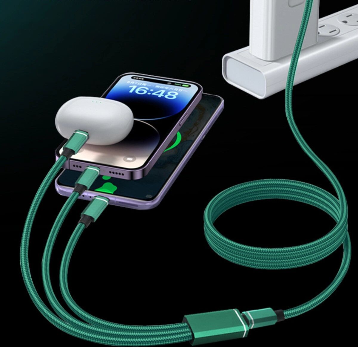 INF Câble de charge 3-en-1 détachable - ZL-LHJ38 - Turquoise/