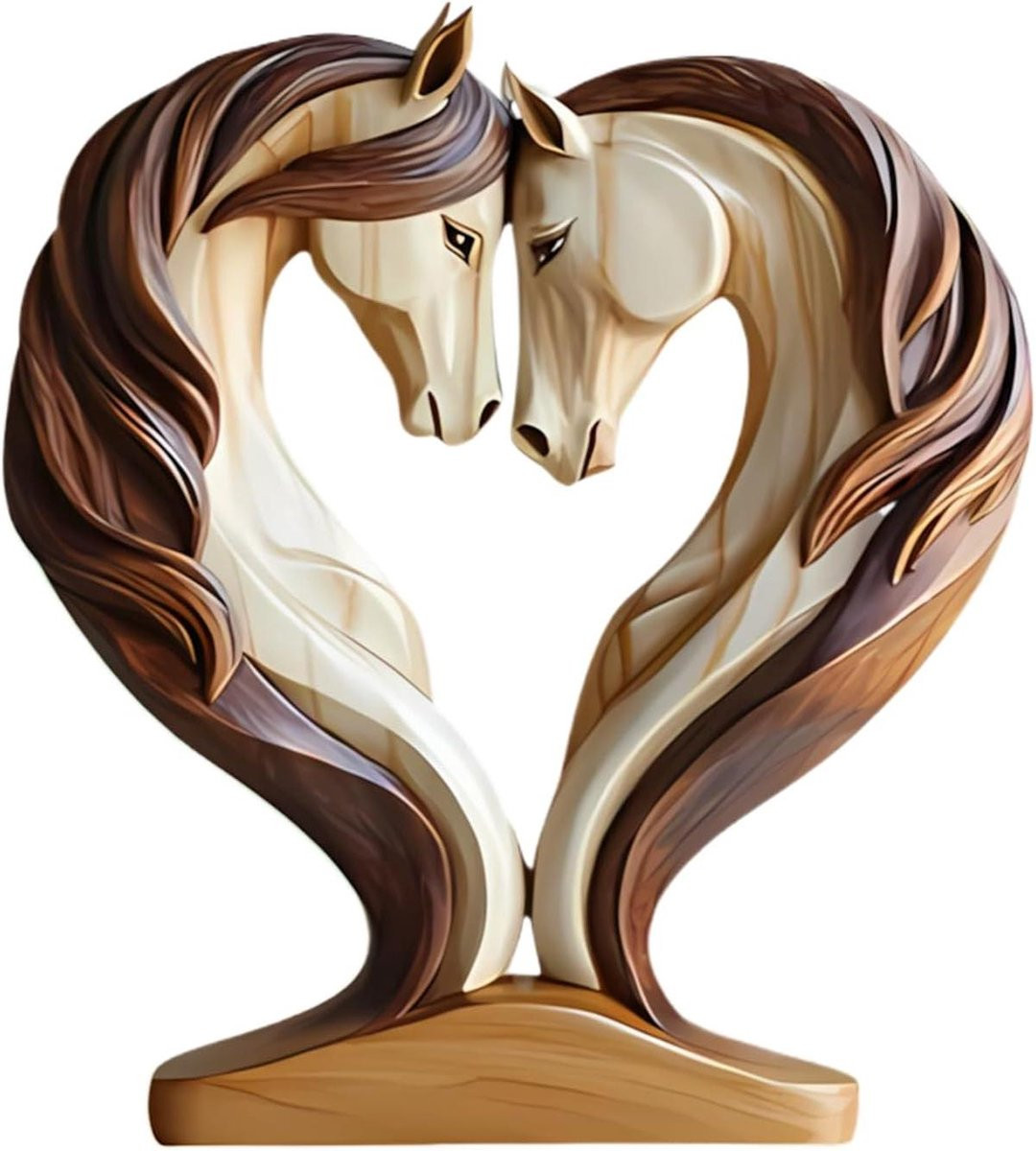 Houten Paard Beeld Decoratie - Houtkleur - 18 x 20 cm
