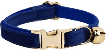 Inspire Picks Personalized Velvet Cat Collar With Engraved Name & Bow Bell navy